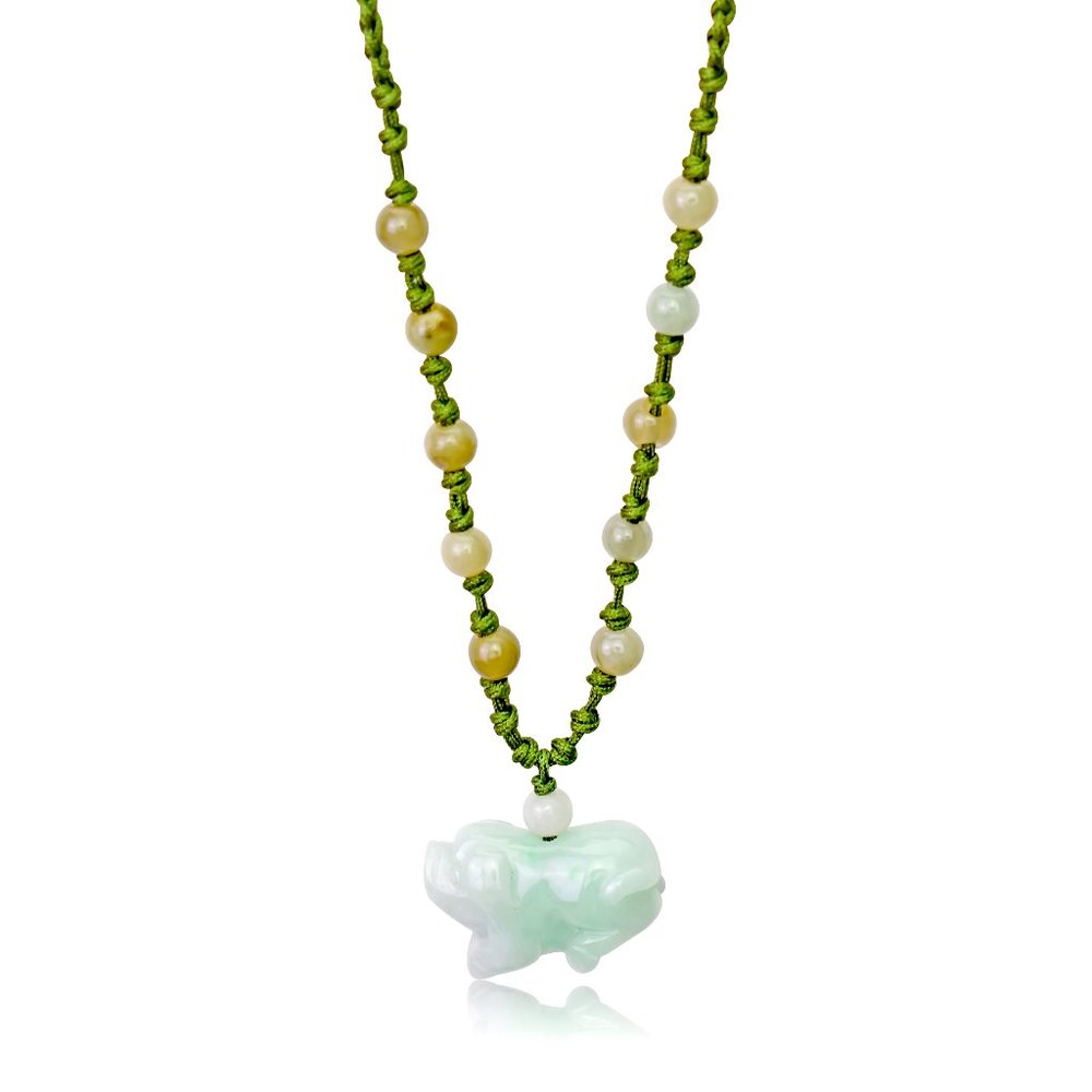Boar Chinese Zodiac Handmade Jade Necklace Pendant